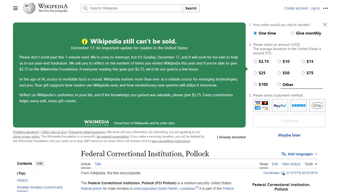 Federal Correctional Institution, Pollock - Wikipedia