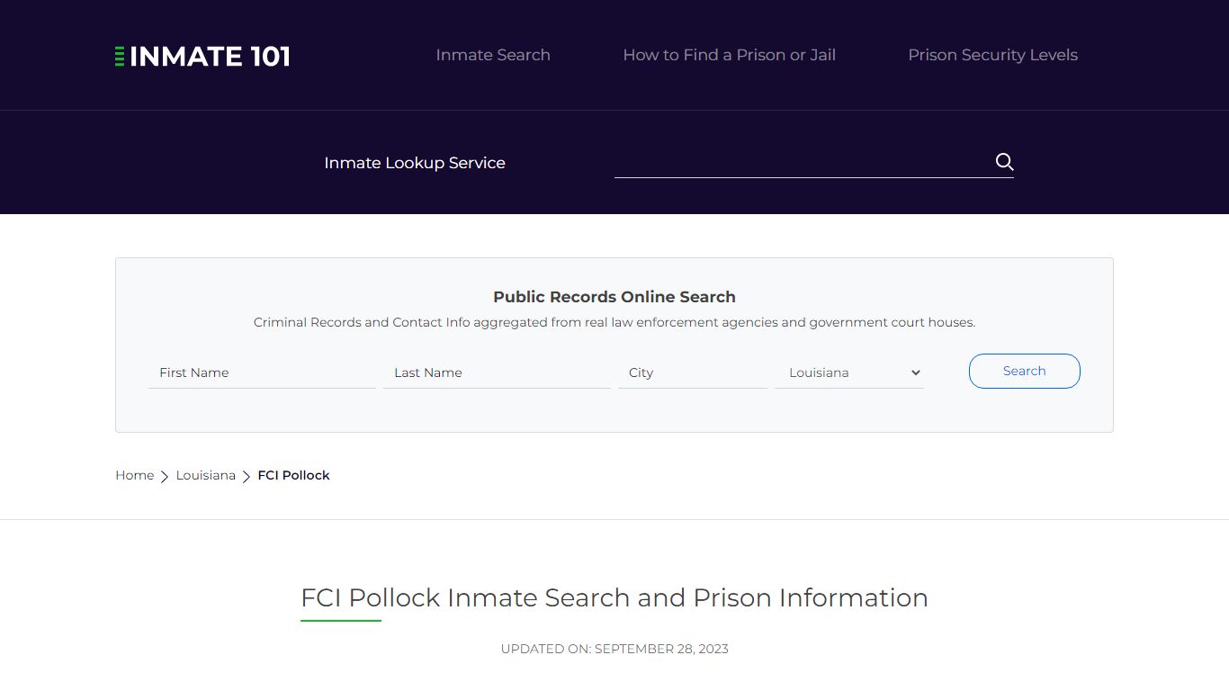 FCI Pollock Inmate Search | Lookup | Roster